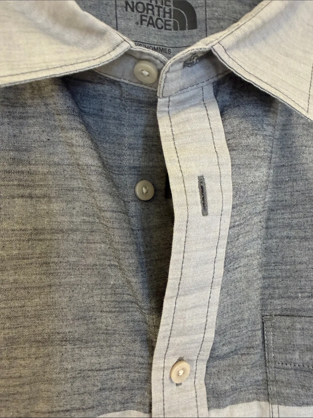 The North Face Men's Two-Tone Light Gray and Dark Gray Button-Down Shirt